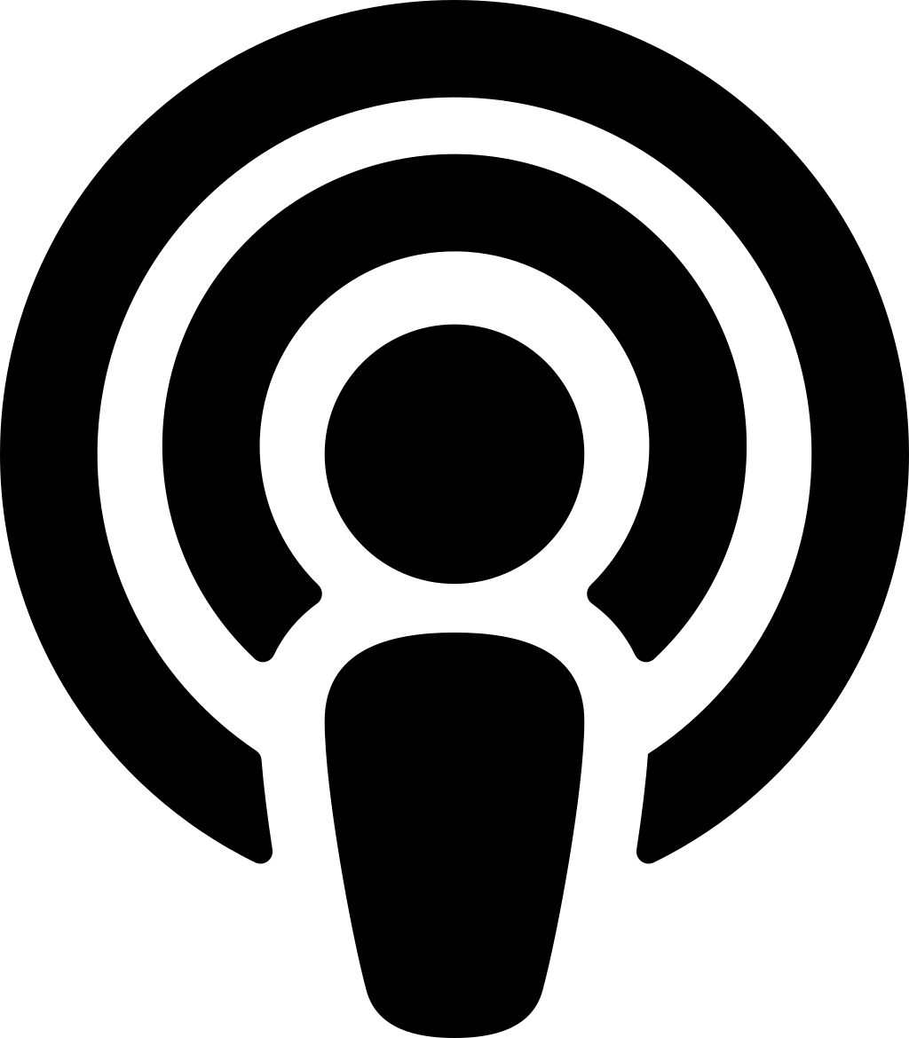 A black and white podcast icon